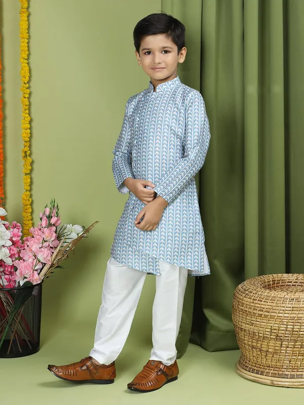 Blue_Cotton_Full_Sleeve_Regular_Fit_Printed_Blue_Kurta_For_Boy