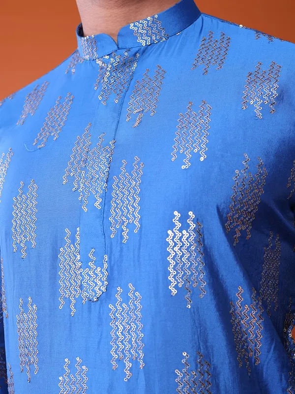 Blue_&_Beige_Cotton_Embroidery_Full_Sleeves_Regular_Kurta_Set_For_Men