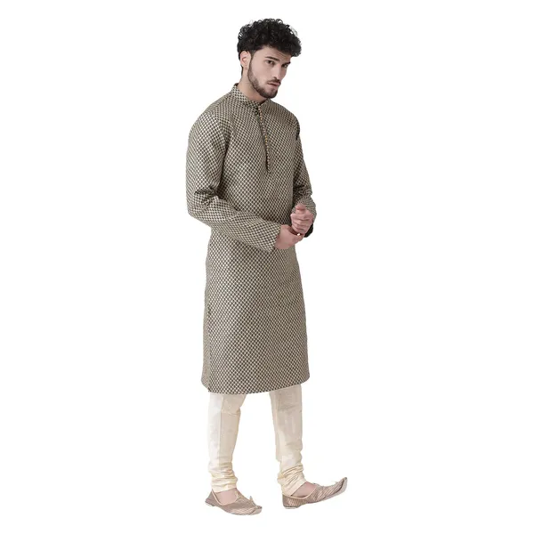Black_Jacquard_White_Full_Sleeve_Regular_Fit_Printed_Kurta_For_Men