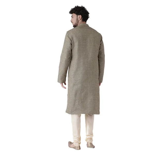 Black_Jacquard_White_Full_Sleeve_Regular_Fit_Printed_Kurta_For_Men