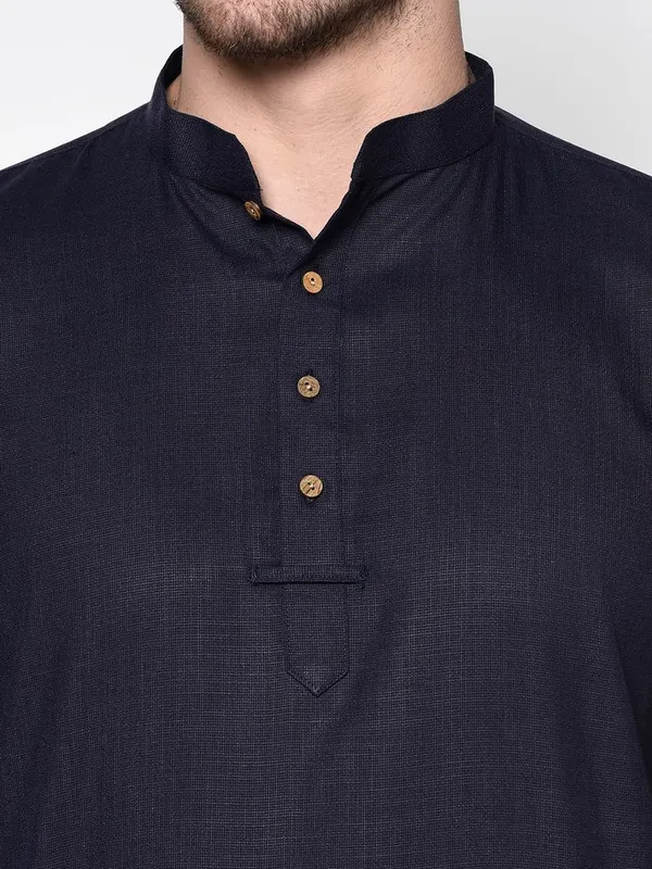 Dark_Blue_Full_Sleeve_Regular_Plain_Kurta_For_Men