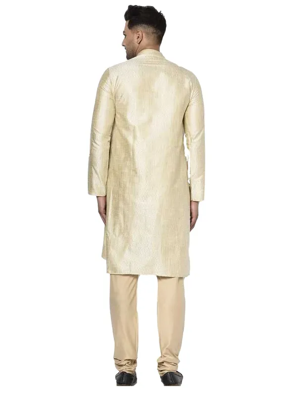 Beige_Jacquard_Full_Sleeve_Regular_Printed_Kurta_Churidar_Set_For_Men