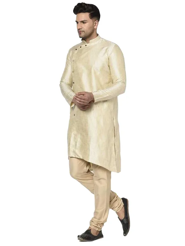 Beige_Jacquard_Full_Sleeve_Regular_Printed_Kurta_Churidar_Set_For_Men