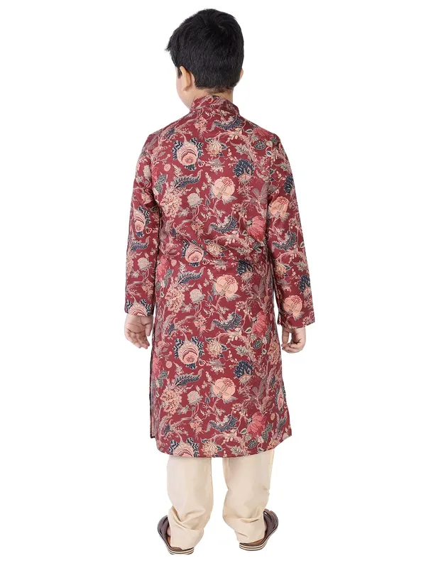 Maroon_Cotton_Full_Sleeve_Regular_Fit_Printed_Kurta_For_Kids