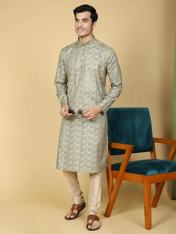 Blue_Cotton_Full_Sleeve_Regular_Fit_Jacquard_Blue_Kurta_For_Men