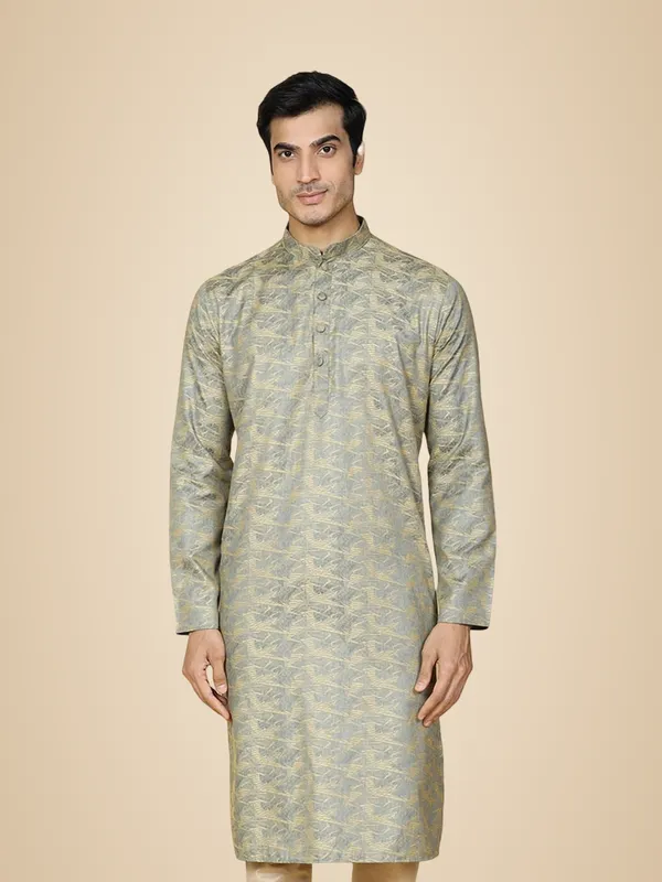 Blue_Cotton_Full_Sleeve_Regular_Fit_Jacquard_Blue_Kurta_For_Men