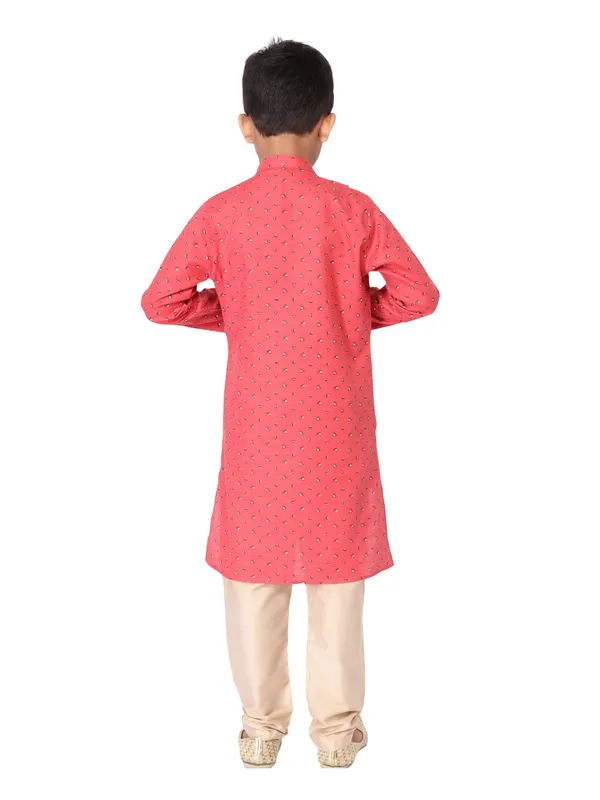 Pink_Cotton_Full_Sleeve_Regular_Fit_Printed_Kurta_Churidar_For_Kids