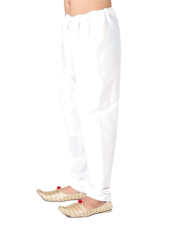 White_Cotton_Regular_Plain_Churidar_For_Kids