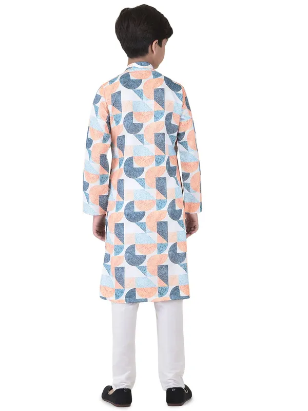 Orange_Cotton_Full_Sleeve_Regular_Printed_Kurta_For_Kids