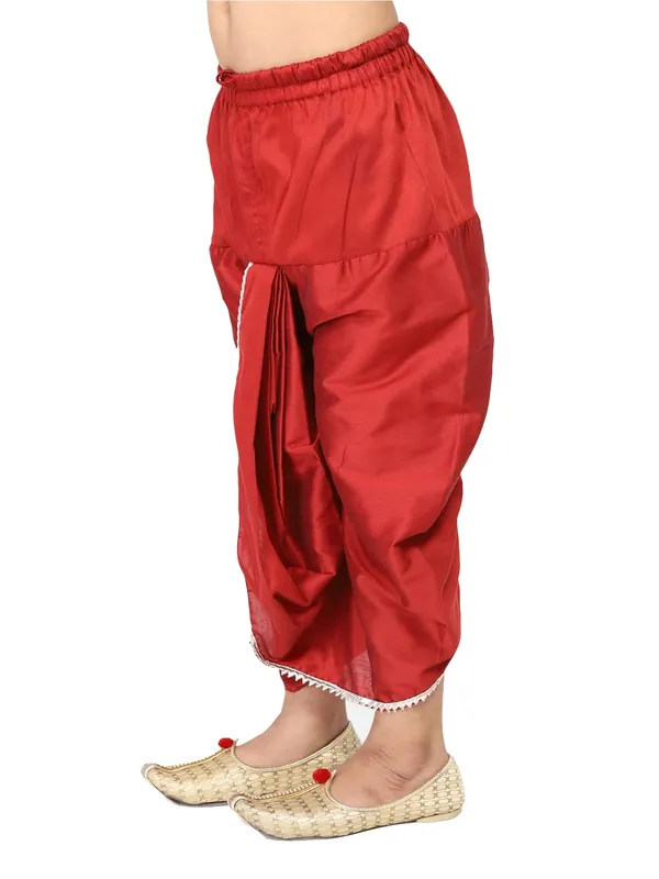 Red_Cotton_Regular_Plain_Dhoti_For_Kids