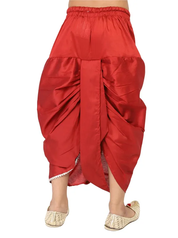 Red_Cotton_Regular_Plain_Dhoti_For_Kids