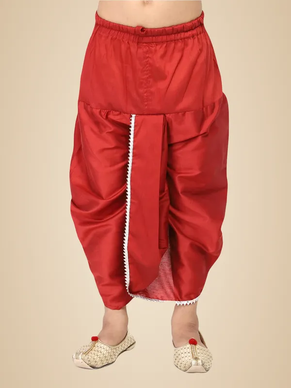 Red_Cotton_Regular_Plain_Dhoti_For_Kids