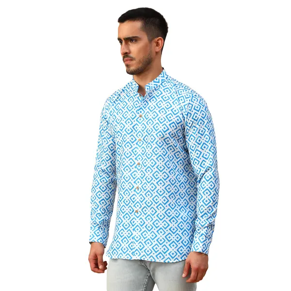 Blue_Cotton_Full_Sleeve_Regular_Fit_Printed_Short_Kurta_For_Men