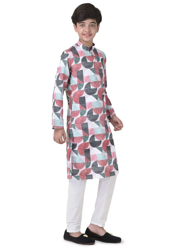 Red_Cotton_Full_Sleeve_Regular_Printed_Kurta_For_Kids