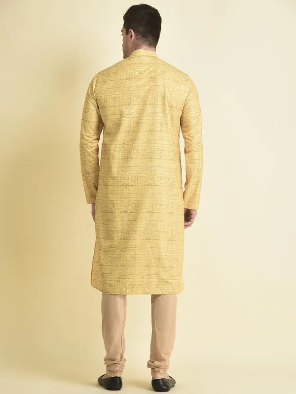 Yellow_Cotton_Yellow_Full_Sleeve_Regular_Fit_Printed_Kurta_Set_For_Men