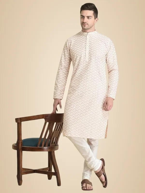 Pink_Cotton_Full_Sleeve_Regular_Fit_Chikankari_Embroidery_Kurta_Set_For_Men