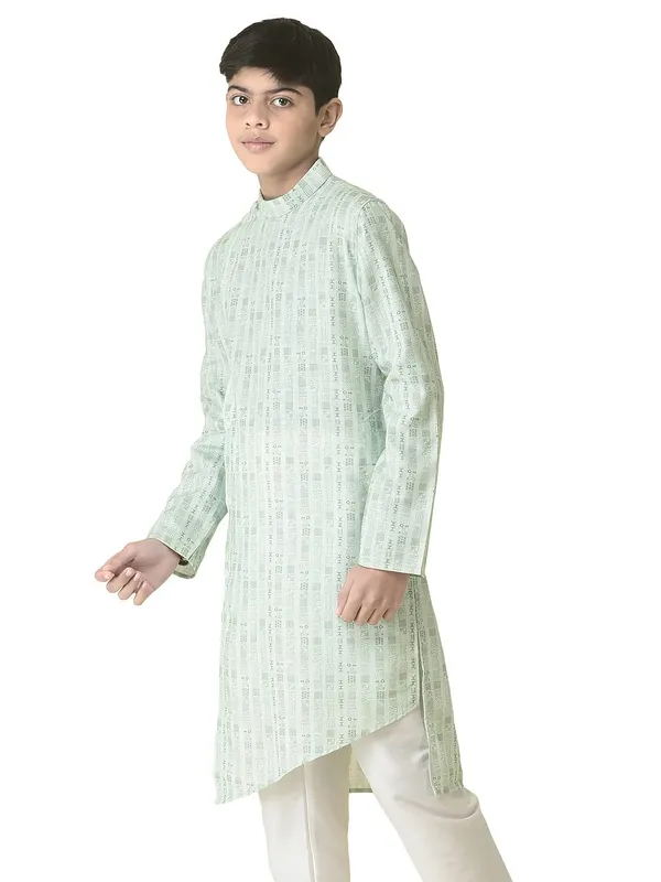 Green_Cotton_Full_Sleeve_Regular_Printed_Kurta_For_Kids