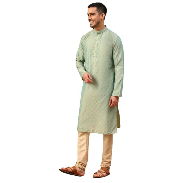 Green_Cotton_Full_Sleeve_Regular_Fit_Printed_Kurta_For_Men