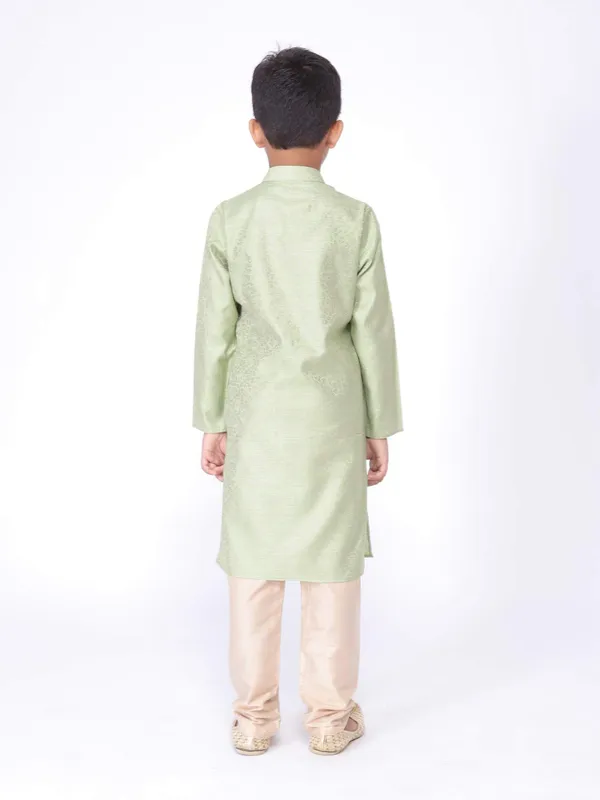 Green_Jacquard_Full_Sleeve_Regular_Printed_Kurta_For_Kids