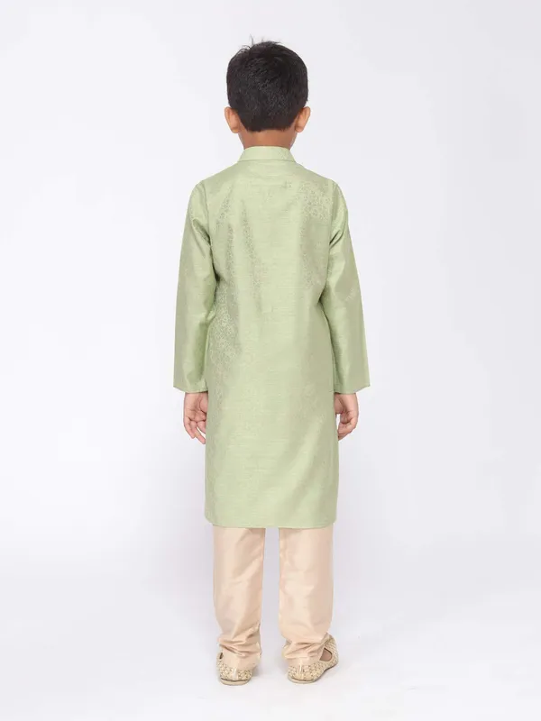 Green_Jacquard_Full_Sleeve_Regular_Printed_Kurta_For_Kids