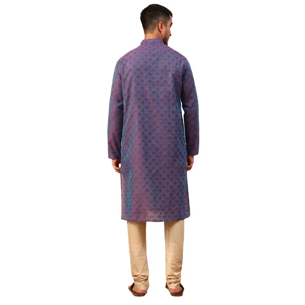 Purple_Cotton_Full_Sleeve_Regular_Fit_Printed_Kurta_For_Men