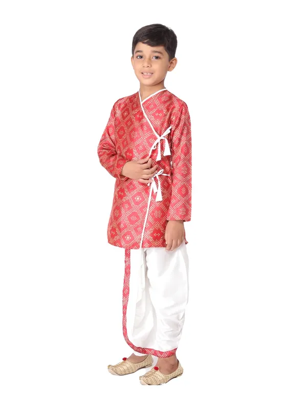 Red_Cotton_Full_Sleeve_Regular_Fit_Printed_Kurta_Dhoti_Set_For_Kids