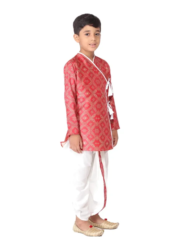 Red_Cotton_Full_Sleeve_Regular_Fit_Printed_Kurta_Dhoti_Set_For_Kids