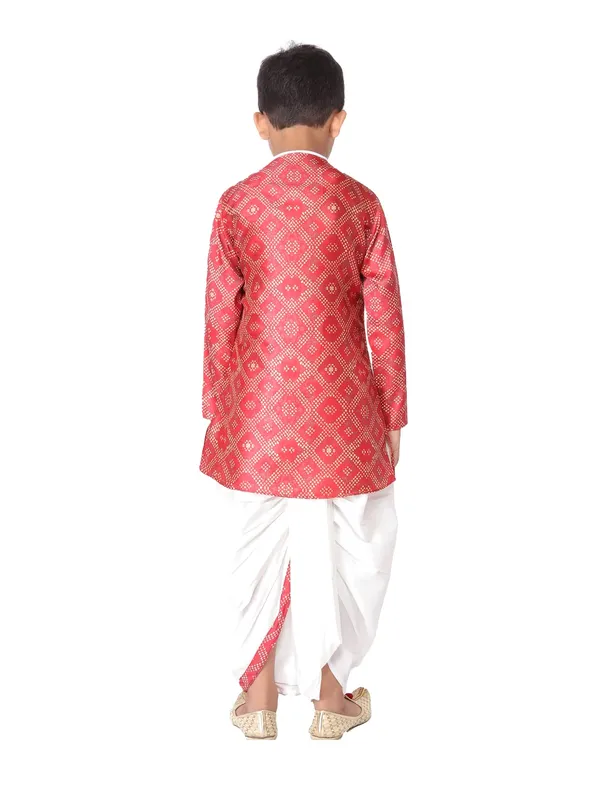 Red_Cotton_Full_Sleeve_Regular_Fit_Printed_Kurta_Dhoti_Set_For_Kids