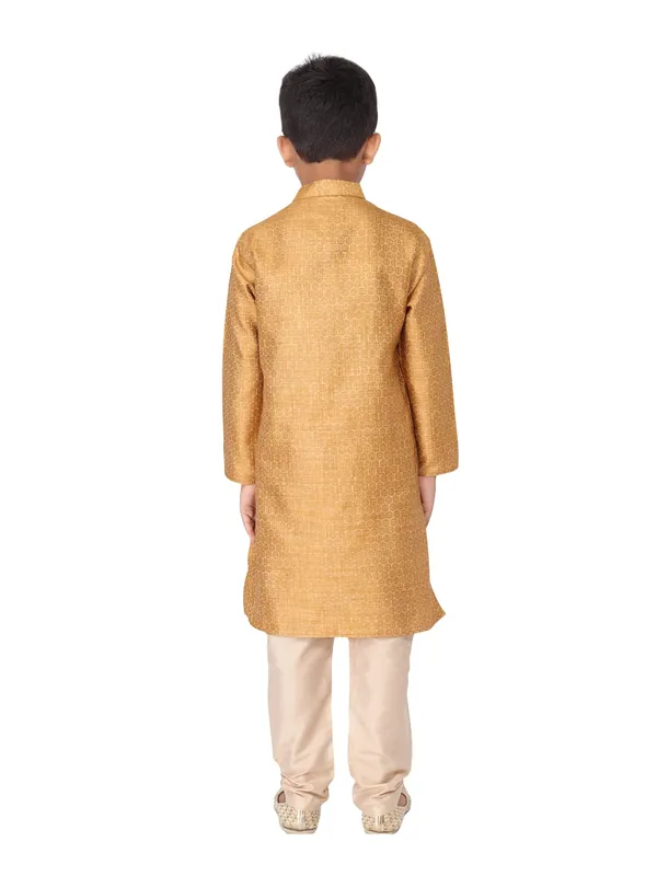 Yellow_Jacquard_Full_Sleeve_Regular_Fit_Printed_Kurta_Churidar_For_Kids