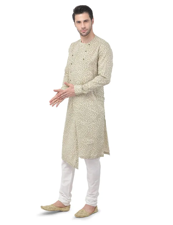 Beige_Cotton_Beige_Full_Sleeve_Regular_Printed_Kurta_For_Men