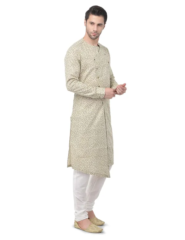 Beige_Cotton_Beige_Full_Sleeve_Regular_Printed_Kurta_For_Men