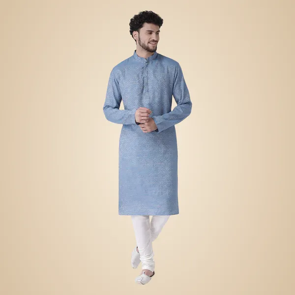 Blue_Silk_Blend_White_Full_Sleeve_Regular_Fit_Printed_Kurta_For_Men