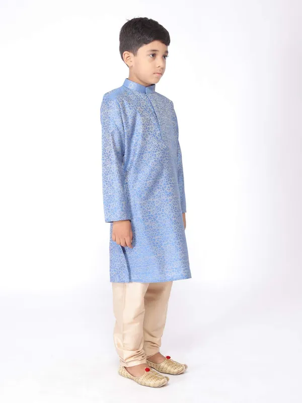 Blue_Jacquard_Full_Sleeve_Regular_Printed_Kurta_For_Kids