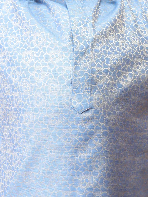 Blue_Jacquard_Full_Sleeve_Regular_Printed_Kurta_For_Kids