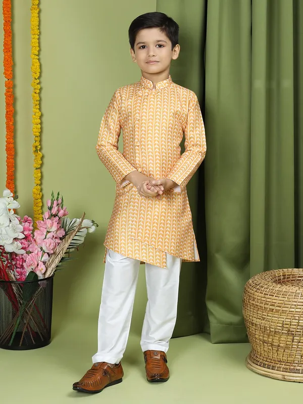 Yellow_Cotton_Full_Sleeve_Regular_Fit_Printed_Yellow_Kurta_For_Boy