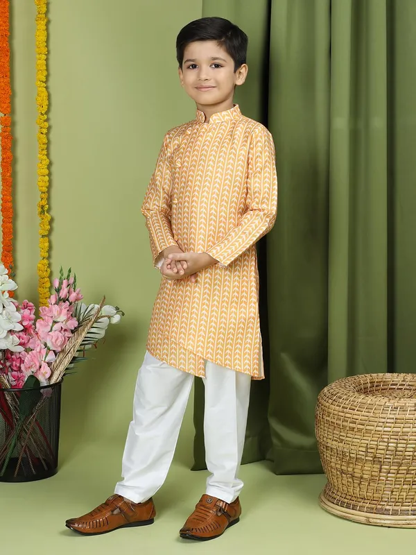 Yellow_Cotton_Full_Sleeve_Regular_Fit_Printed_Yellow_Kurta_For_Boy