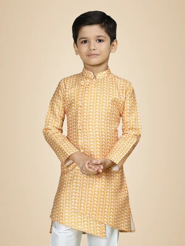 Yellow_Cotton_Full_Sleeve_Regular_Fit_Printed_Yellow_Kurta_For_Boy