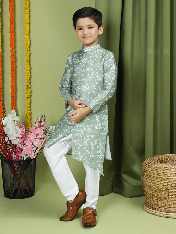 Blue_Cotton_Full_Sleeve_Regular_Fit_Printed_Green_Kurta_For_Boy