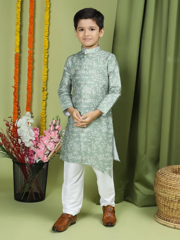 Blue_Cotton_Full_Sleeve_Regular_Fit_Printed_Green_Kurta_For_Boy