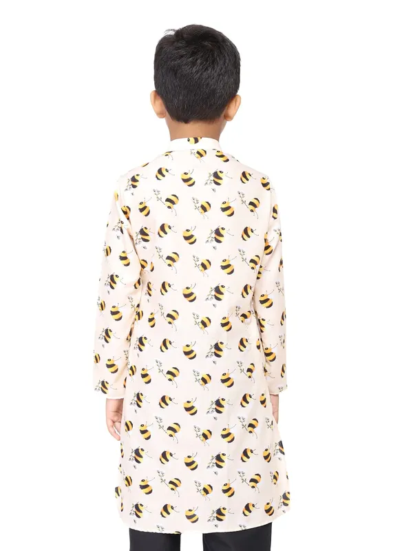 Beige_Cotton_Beige_Full_Sleeve_Regular_Printed_Kurta_For_Kids