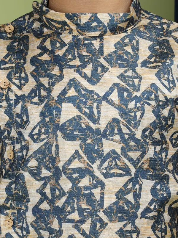 Blue_Cotton_Full_Sleeve_Regular_Fit_Printed_Blue_Kurta_Churidar_Set_For_Boy