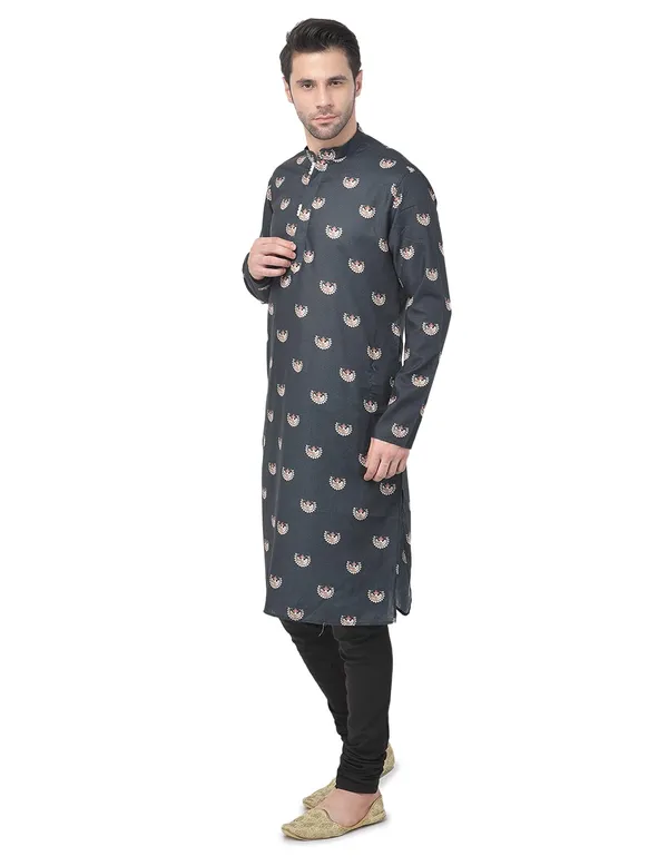 Black_Cotton_Black_Full_Sleeve_Regular_Printed_Kurta_For_Men