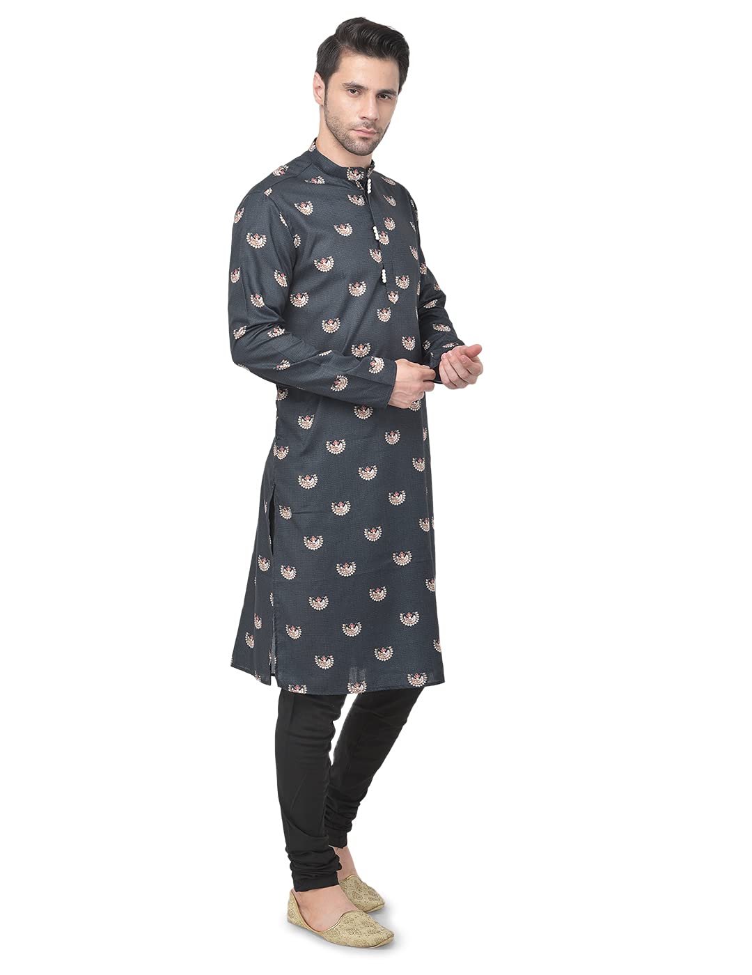 Black_Cotton_Black_Full_Sleeve_Regular_Printed_Kurta_For_Men