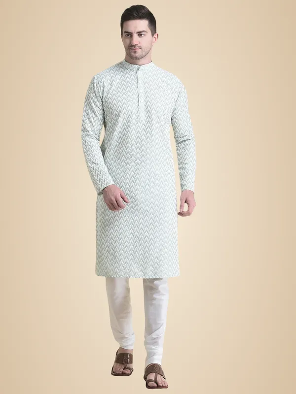 Multicolour_Cotton_Full_Sleeve_Regular_Fit_Chikankari_Embroidery_Kurta_Set_For_Men