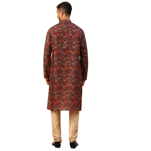 Marron_Cotton_Full_Sleeve_Regular_Fit_Printed_Kurta_Set_For_Men