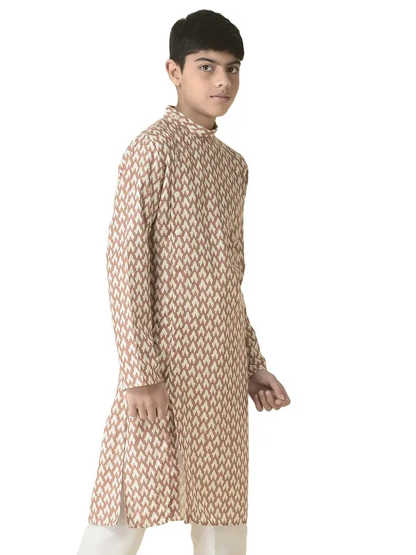 Gold_Cotton_Full_Sleeve_Regular_Printed_Kurta_For_Kids