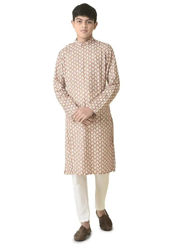 Gold_Cotton_Full_Sleeve_Regular_Printed_Kurta_For_Kids