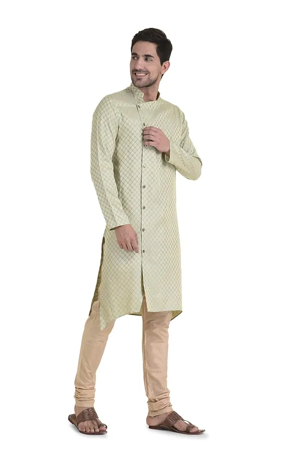 Grey_Cotton_Grey_Full_Sleeves_Regular_Printed_Kurta_Churidar_Set_For_Men