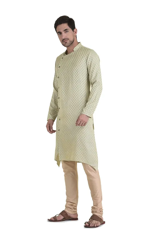 Grey_Cotton_Grey_Full_Sleeves_Regular_Printed_Kurta_Churidar_Set_For_Men