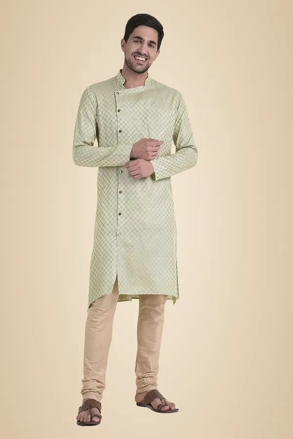 Grey_Cotton_Grey_Full_Sleeves_Regular_Printed_Kurta_Churidar_Set_For_Men
